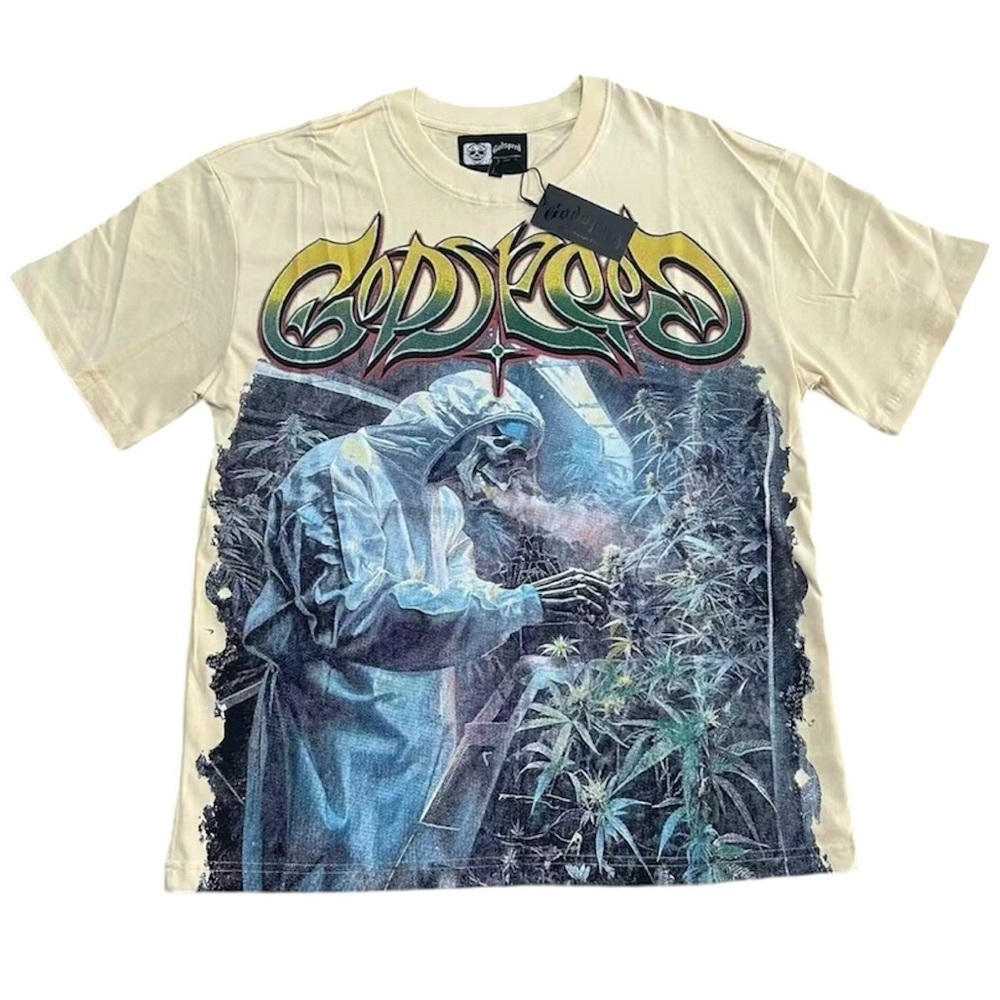 Godspeed “Legalize It” Graphic Tee Cream/Blue • #77/555 • Size L